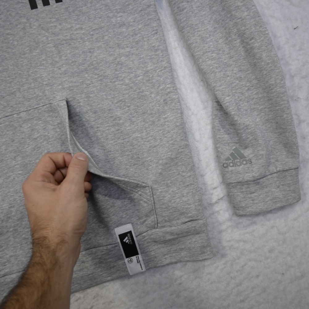Adidas Hoodie Sweatshirt Gray Cotton Blend Performance Pullover Mens Size Small - Picture 8 of 12